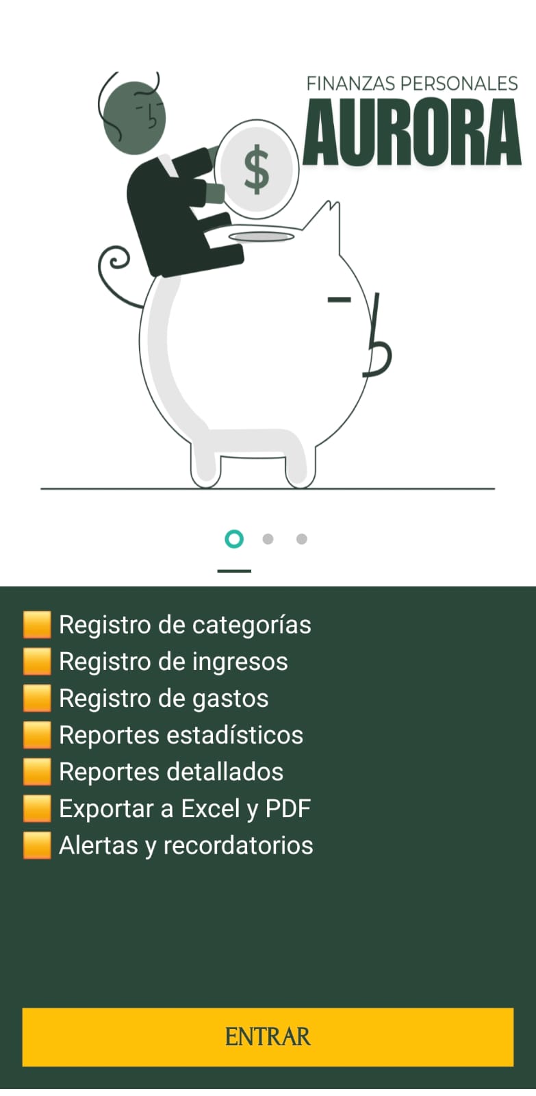 Aurora - pantalla principal