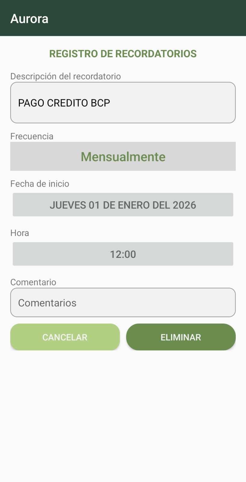 Aurora - exportación