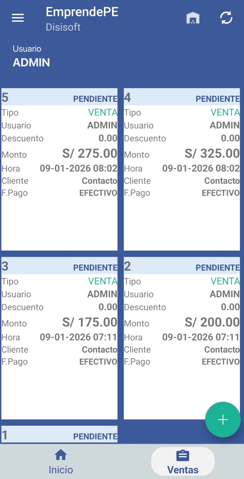 EmprendePE - opciones del aplicativo