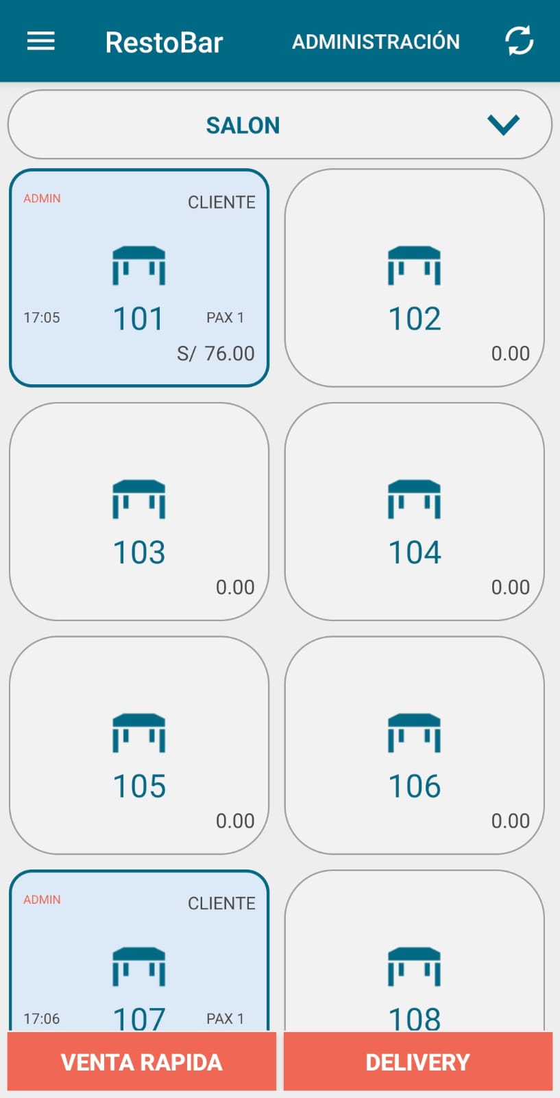 RestoBar - salón / mesas
